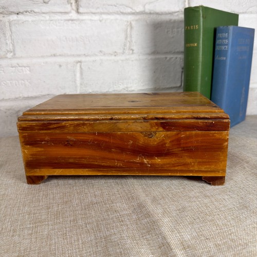 Vintage cedar wood jewelry box - cedar,